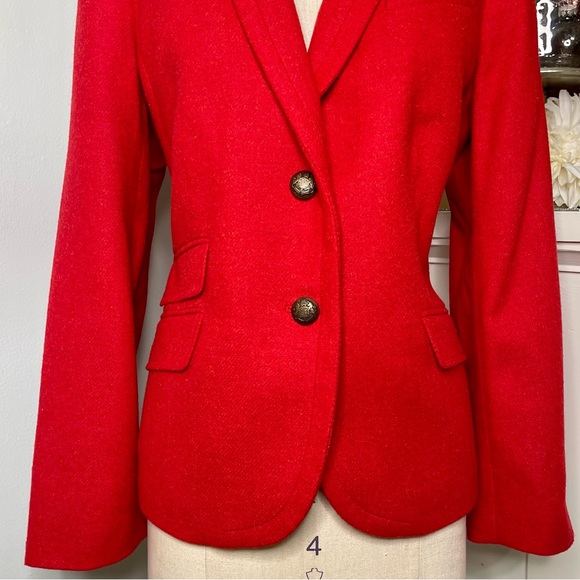 Talbots Shetland Wool Blazer Jacket Red Pop Herringbone 14 - Picture 6 of 13